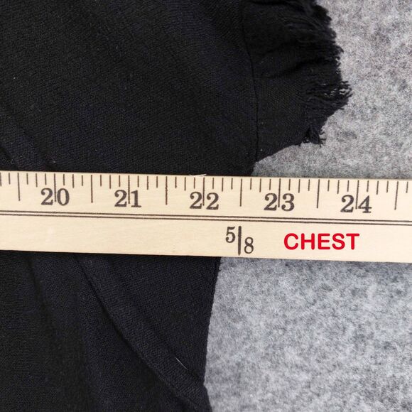 Umgee USA Black Linen Blend Dress Sz XL Raw Hem Cap Sleeve Boho Seam Details - Picture 4 of 7